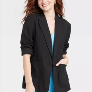 A New Day Black Women's Relaxed Single-Button Blazer Jacket